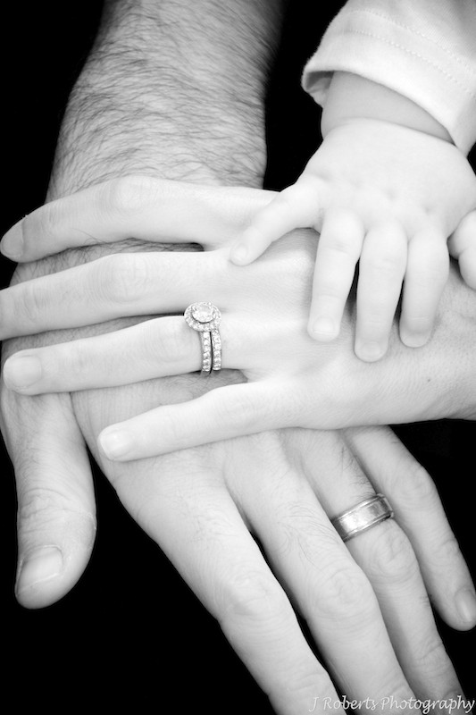 Family of 3 hands - family portrait photography sydney